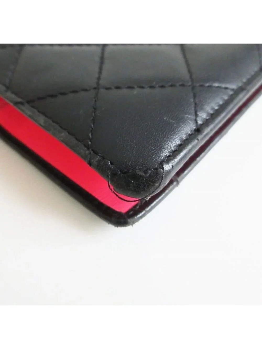 Chanel Wallet Cambon Line Leather Quilted Bifold Seal Black